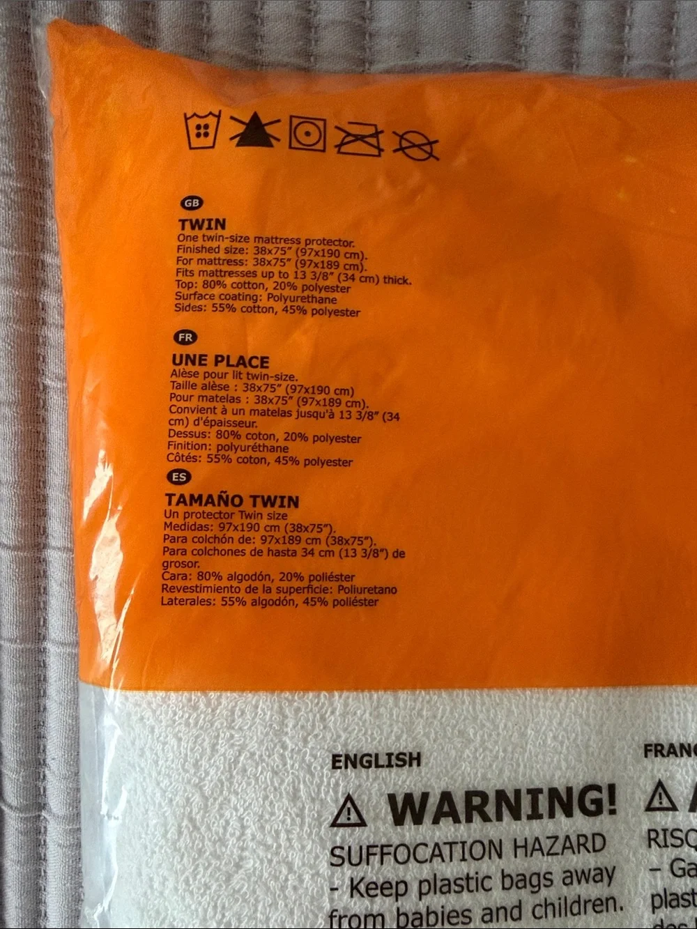 IKEA GÖKÄRT Twin Fitted Mattress Cover in White waterproof